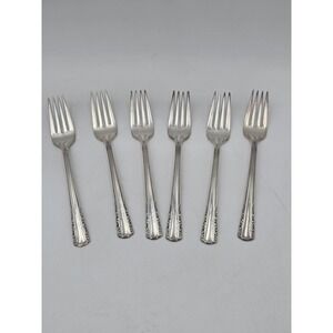 6 Holmes & Edwards May Queen Silverplate salad Forks 6.5 Inch IS Inlaid 1951